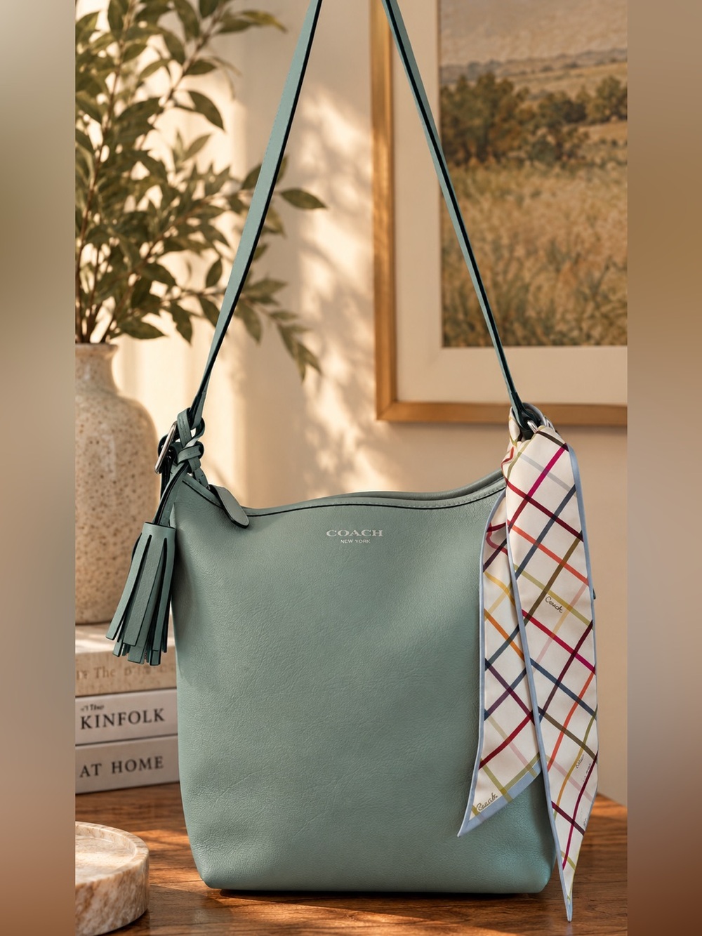 Vintage Authentic Coach Legacy Tassel Duffle | Mint Green | No K1275-19889